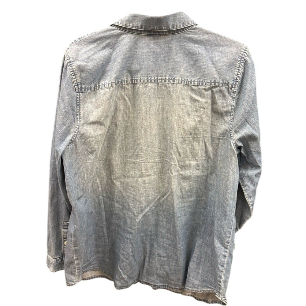 J Jill Long Sleeve Button Down Denim Shirt 100% Cotton Size Large - Picture 2 of 4